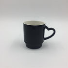 12Oz 340ml White And Black Ceramic Drinking Mugs Heart Shaped Handle