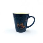 Colored 300ml 11Oz Blue Glazed Mugs Simple Style With Maple Leaf