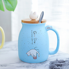 Milk Coffee Tea 3D Ceramic Mugs Creative Porcelain Mugs With Lid Spoon